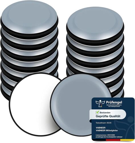 16 Pieces PTFE Teflon Round Self Adhesive Furniture Slides Suitable for Floors and Smooth Carpets (Round, 19mm)