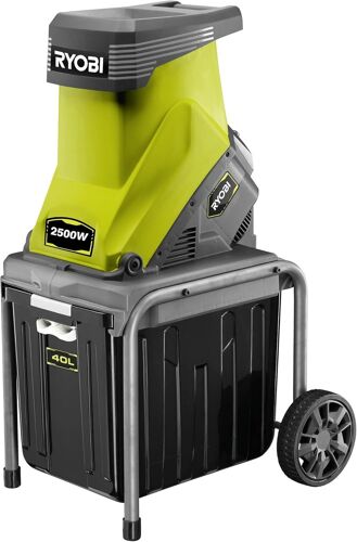 VornixorSarlshopBroyeur de Végétaux RSH2545B ¿ Moteur 2500W, Système à Couteaux, Bac 40L, Roues de Transport, Idéal Branches, Déchets Verts, Jeunes pousses et Taille de saisons
