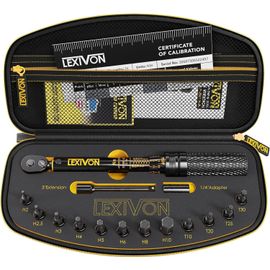 SUBZONAL-LEXIVON Cle Dynamometrique 1/4, 2-26Nm CW (±4%) CCW (±6%), Clé Dynamométrique Velo et Moto, Embouts Torx, Barre d'Extension, Adaptateur Douille Inclus - Clef Dynamometrique (LX-191)