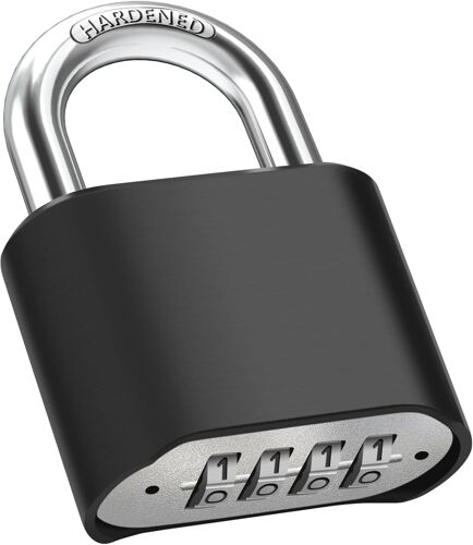 JEXNOVASHOP-Cadenas Code 4 Chiffres, 52mm Cadenas Extérieur Etanche, Robuste et Antivol, 8mm Loquet Cadenas à Combinaison, Exterieur Serrure Porte de Garage, pour Jardins, Cours, Porte, Clôture, Casi
