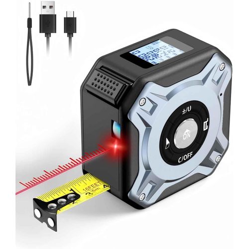 SUBZONAL-Ruban à Mesurer Laser 2 en 1, Telemetre Laser 40m & Metre Ruban 5m, USB-C Rechargeable Metre Laser, Écran LCD, Plusieurs Modes de Mesure, M/in/Ft, pour Le Bricolage et la Décoration Intérieu