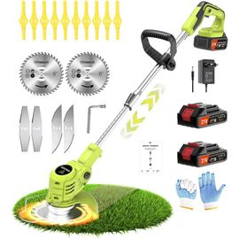 SUBZONAL-21V Coupe Bordure sans Fil avec Batterie Wrneaoch Debroussailleuse Electrique sans Fil avec Moteur de 6 000 TR/Min et 650W Debrouissalleuses Batterie avec 2 Batteries de 2,0 Ah, Efficace et