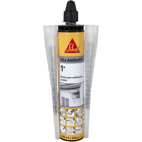 SUBZONAL-SIKA - Scellement chimique - Sika Anchorfix 1+ Ton Pierre - Int/Ext - Multi-matériaux - Scelle gonds, main courante, garde corps, store de terrasse - Durcissement rapide - Facile à appliquer