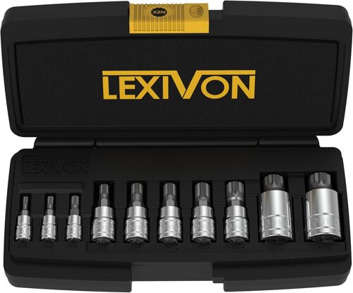 Ulteronixshop-Coffret Douille Torx Male | douille 12 pans XZN en acier S2 premium | Set de 10 pièces M4 à M18 avec Coffret Torx de rangement (LX-145)