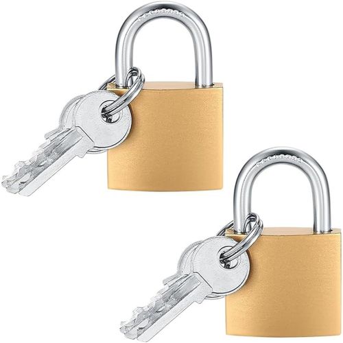 SUBZONAL-ZUWIJEQ 2 Pcs Cadenas Casier avec Clés, Petits Cadenas Valise Mini Serrure à Bagage Cadenas Clef pour College Voyage Avion