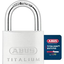 MEVRONISSHOP-ABUS Titalium 64TI/50 - Cadenas de cave avec corps de serrure en aluminium spécial - anse en acier trempé - niveau de sécurité ABUS 6