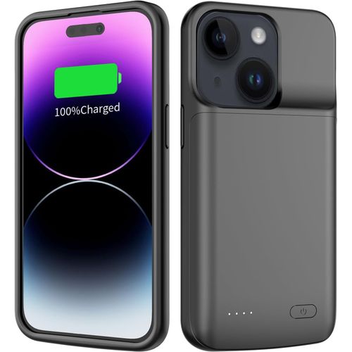 Kalanka-Coque De Batterie Pour Iphone 14/13 (6,1"") 7000 Mah - Coque De Protection Fine Et Portable Rechargeable Compatible Avec Iphone 14/13 - Noir