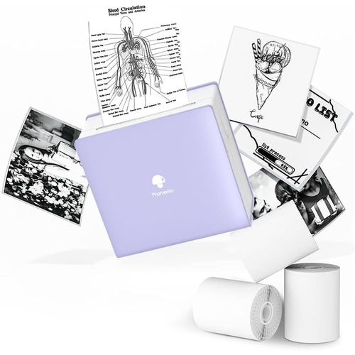 CHECARZHN--NO1-M02 Mini Imprimante Portable Hot Bluetooth Pocket Printer Imprimante Photo Instantanée, Compatible Avec Ios, Android, Pour Journal Diy Learning, Violet