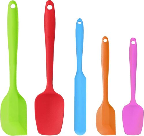 Mevronisshop-Spatule Silicone, Spatule Cuisine Patisserie, Ustensiles De Cuisine Silicone Pour Cuisson Et Mélange, Résistant À La Chaleur Anti-Adhésif Sans Bpa, 5 Pièces, Multicolore