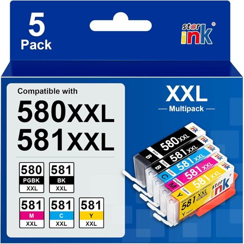 Starink PGI-580 CLI-581 XXL Remplacement pour Canon PGI-580 CLI-581 XXL Cartouches d'encre Multipack, Compatible pour Pixma TR7550 TS6150 TS6151 TS6250 TS6350 TS6351 TS705 TS8150 TS8151 TS8350