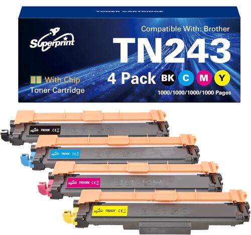 JEXNOVASHOP-TN243 Toner compatible avec Brother MFC-L3710CW L3730CDN L3750CDW L3770CDW HL-L3210CW L3230CDW L3270CDW DCP-L3510CDW L3550CDW L35170CDW (lot de 4)