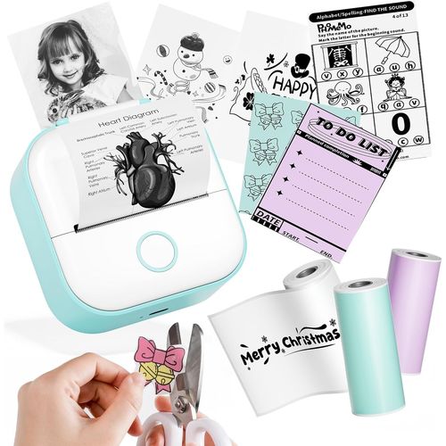 CHECARZHN--NO1-T02 Imprimante Thermique,Mini Imprimante Photo Noir Et Blanc,Imprimante Portable Pour Ios & Android,Primty Imprimante Sans Encre,Bluetooth Imprimante Autocollant Pour Les Étudiants