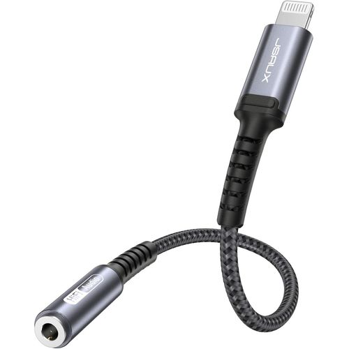 ERSAN-Adaptateur pour Casque iPhone, Adaptateur Lightning vers 3.5mm [Certifié Apple MFi] Adaptateur Aux pour iPhone Compatible avec iPhone 14/14 Pro Max/13/13 Pro Max/12/12 Pro Max/11/SE - Gris