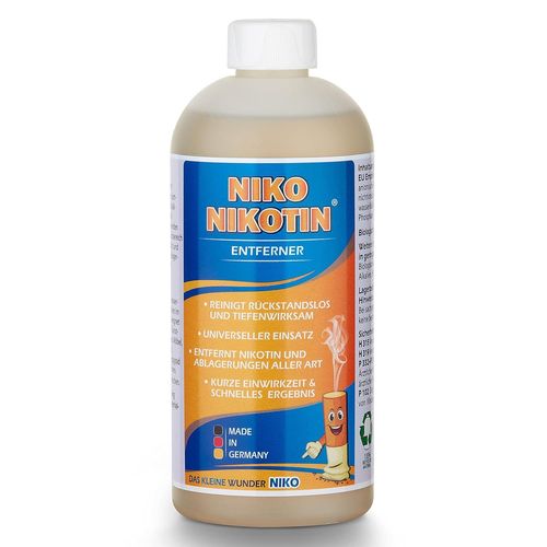 KALANKA-Niko Nikotin Détachant nicotine 500 ml ¿ Bouteille de recharge ¿ Sans solvant Élimine les dépôts de nicotine de toutes sortes.