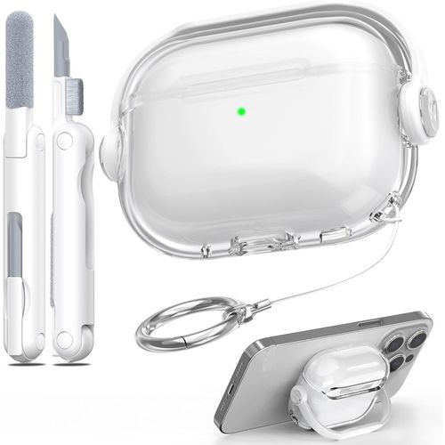 KALANKA-Compatible avec étui AirPods Pro 2ème Génération, Design Support avec Verrouillage sécurisé, Coque Anti-jaunissement & Anti-Choc avec kit de Nettoyage pour AirPods Pro 2, Blanc