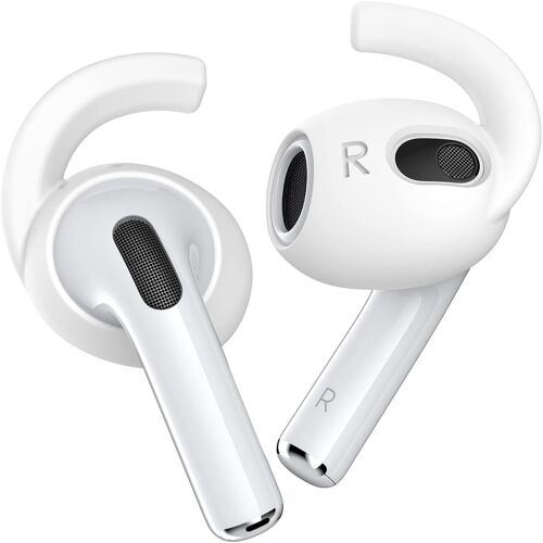 KAL-Paires Crochets D'Oreille Airpods 3 En Silicone Souple¿Pochette De Rangement Ajoutée¿ Cover-Oreilles Antidérapants Accessoires Compatible Avec Apple Airpods 3 Génération (Blanc)