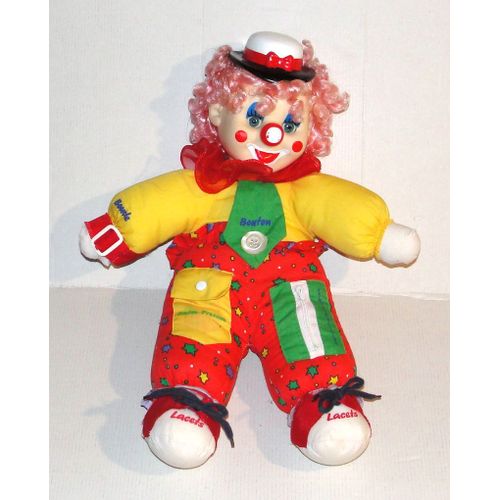 peluche clown d'activités en toile multicolore visage rigide