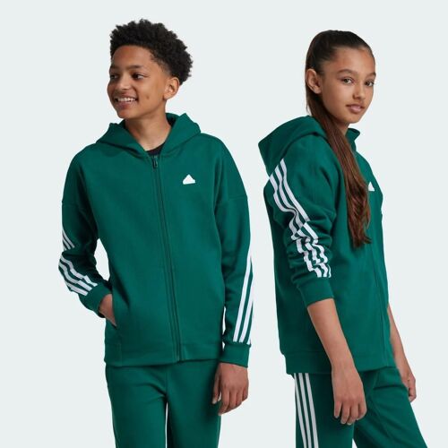 Veste De Survêtement Zippée À Capuche Future Icons 3-Stripes Adidas - Collegiate Green / White - 7-8a