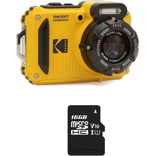SUBZONAL-KODAK Pixpro Pack WPZ2 + 1 Carte SD Compact 16M Pixels, étanche à 15m, Anti-Choc, Video 720p, Ecran LCD 2,7 - Batterie Li-ION - Jaune