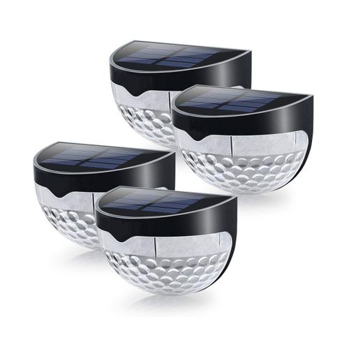 Lot De 4 Lampes Solaires Led Pour Clôture ¿ Appliques Murales D'extérieur Sans Fil Pour Jardin, Matériau Abs, Autonomie De 10 Heures