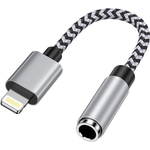 KALANKA-Adaptateur Lightning vers casque 3,5 mm [certifié MFi] Adaptateur auxiliaire pour iPhone, adaptateur jack pour iPhone, câble répartiteur compatible avec iPhone 14 Pro Max/14 Plus/14/13/12/11/