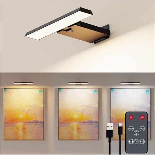 Applique Murale Led Sans Fil Pour Intérieur Avec Télécommande,Batterie 6000 Mah,Éclairage D'image Avec Minuterie,Éclairage De Fléchettes,3 Modes De Couleur,Lampe Murale À Intensité