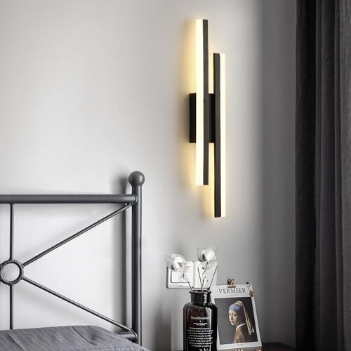 Applique Murale Intérieure Led Acrylique,16w 1800lm Lampe Murale Moderne,Luminaire Mural Interieur Pour Chambre,Salon,Couloir,Escalier. Blanc Chaud 3000k (Noir)