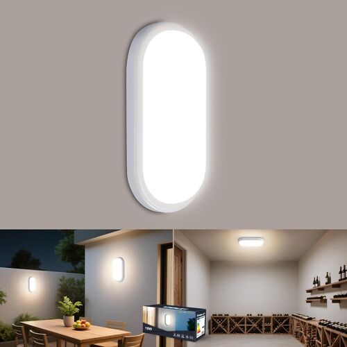 Applique Murale Intérieure Exterieur 18w 1800lm,Plafonnier Led 4000k,Luminaires Blanc,Lampe Eclairage Exterieur Ip65,Éclairage De Plafond Pour Sous-Sol,Couloir,Escalier,Garage,Bain
