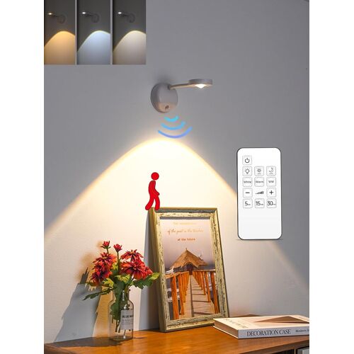 Lampe Led D'intérieur Avec Détecteur De Mouvement,Double Commande (Télécommande + Tactile),82mm Compacte,30 Jours Autonomie,3 Modes (3000k-6000k),Abs.[V111]