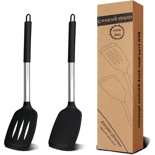 Kal-Spatule Silicone,Ensemble De 2 Spatules Cuisine, Résistant À La Chaleur, Set D'ustensiles De Cuisine, Spatule En Silicone Sans Bpa, Ustensiles De Cuisine Silicone