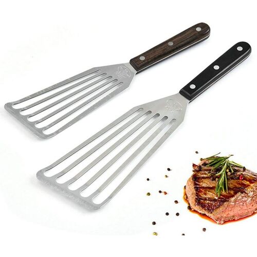 Subzonal-Pelle À Poisson, 2 Pièces (11 Inch & 12.5 Inch), Poisson Spatule En Acier Inoxydable, Manche En Bois, Spatule À Frire Antiadhésive Pour La Cuisson Du Poisson, Oeuf, De La Viande