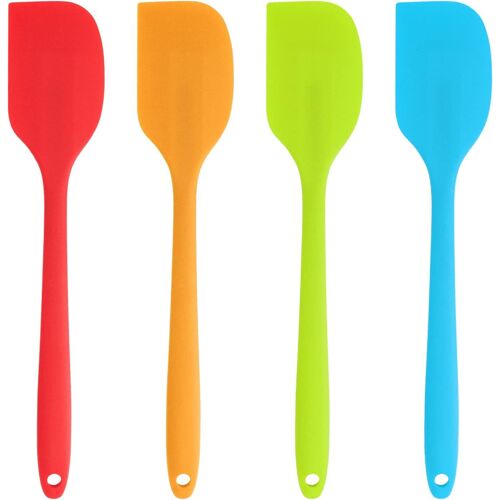 Kalanka-Joeji's Kicthen Spatule En Silicone Lot De 4 Ustensiles De Pâtisserie Colorés Orange Bleu Vert Rouge Antidérapant Anti-Rayures Silicone Spatule De Cuisine Lot De 4