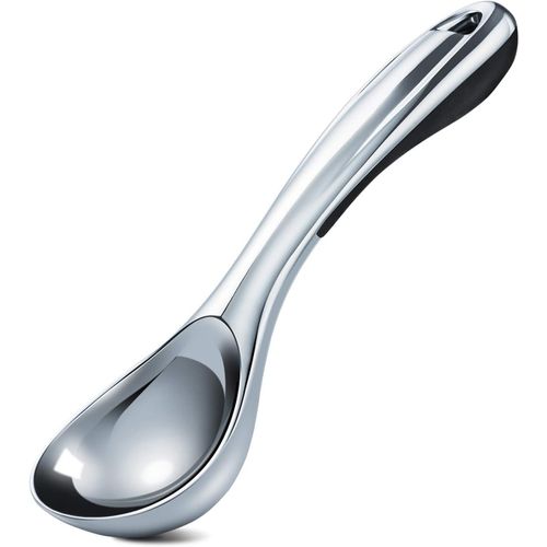 Kal-Cuillère À Glace En Alliage De Zinc Cuillère À Crème Glacée Avec La Poignée En Silicone Ustensile De Cuisine Idéal Pour Des Cookies Pâtes, Noir