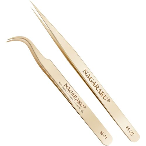 1 Paire Pinces À Épiler Précision Professionnelle Antidérapante Séparation Pinces Droite & Mega Volume Fan Lash Tweezer Pour Prendre Des Cils Individuel Ou Des Volumineuses (M-01 & M-02) 