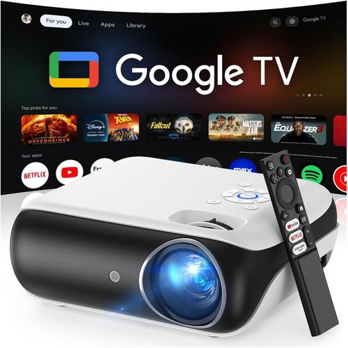 ¿1000 Ansi/Google Tv¿ Smart Vidéoprojecteur 4K Wifi Bluetooth,Projecteur Video Avec Dolby Audio,Full Hd 1080P Rétroprojecteur Portable One-Click Netflix/Youtube/Primevideo Hdmi/Tv Stick/Usb