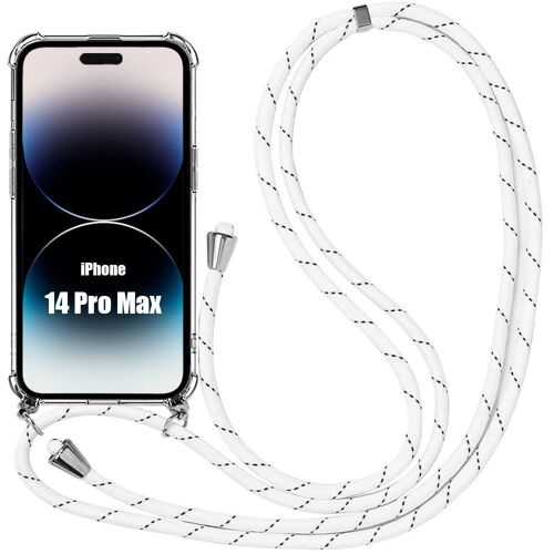 Coque Cordon pour iPhone 14 Pro Max (6,7"") Protection Coins Renforcés Coins + Cordon Blanc