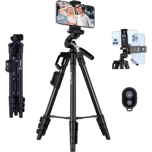 SUBZONAL-Rollei Trepied Smartphone Traveler, Trépied Telephone Portable avec Telecommande Bluetooth Android & iOS 120cm Tripod pour Téléphone Léger Noir avec Support Smartphone pour iPhone Huawei Sam