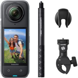 SUBZONAL-Insta360 X4 Pack Moto - Caméra d'action 360° 8K étanche, vidéo Grand Angle 4K, Effet de Perche à Selfie Invisible, 135 Min d'autonomie, édition IA, stabilisation, Carte microSD Non Incluse