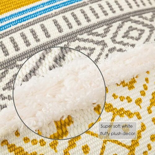 Housses De Coussin Bohèmes Touffetées Marocaines - Housses De Coussin Carrées En Coton Avec Pompons