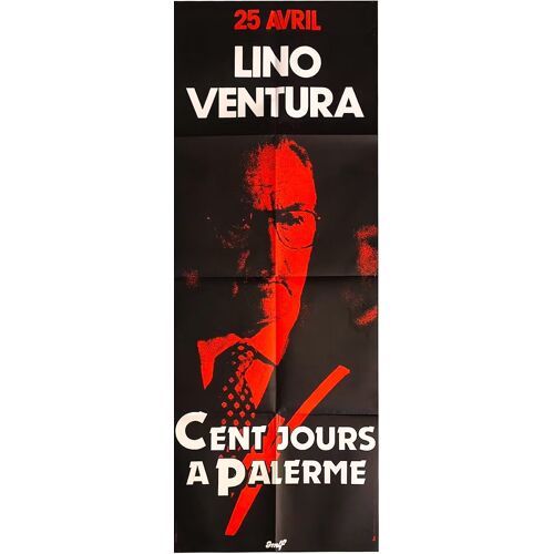 Cent Jours A Palerme De Giuseppe Ferrara - 1984 - Lino Ventura - Affiche Pantalon Cinéma Originale - 60 X 160