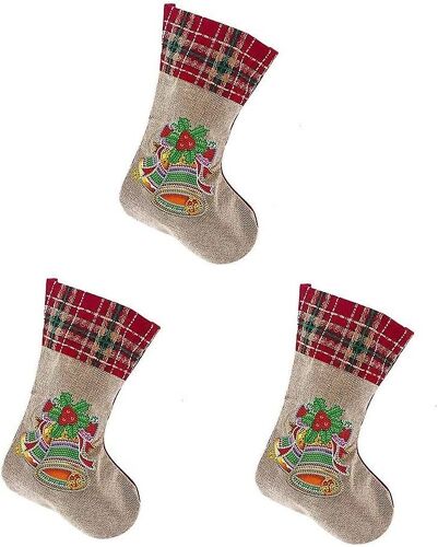 Chaussettes de Noël avec peinture diamant 5D - Décoration de Noël - Chaussettes de Noël à suspendre et à remplir