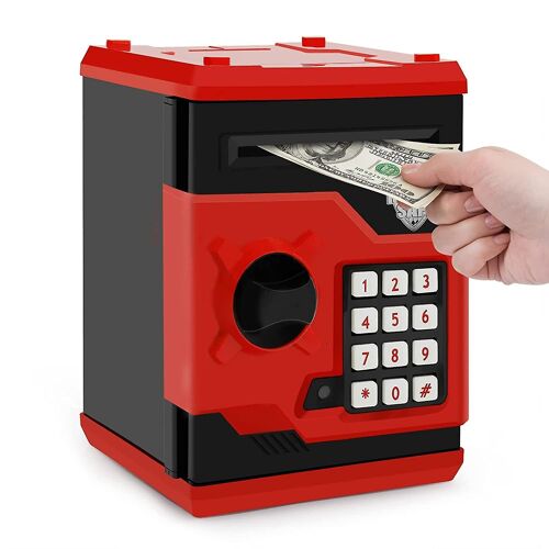 Tirelire à code pour enfants, mini-coffre-fort électronique pour pièces de monnaie et argent réel