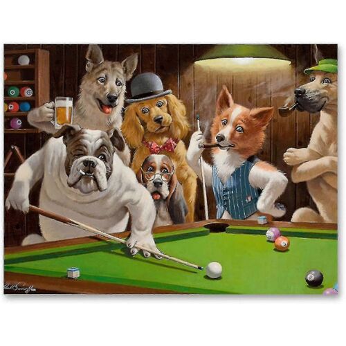 Offres Du Black Friday, Tableaux D'art Mural, Chiens Jouant Au Billard, Peinture Sur Toile Amusante