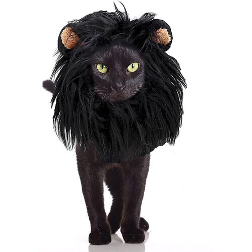 Perruque Pour Chien Et Chat, Déguisement Pour Animal De Compagnie, Coiffure En Poils De Lion Pour Petit Chiot, Déguisement De Cosplay, Perruque Crinière De Lion Noire