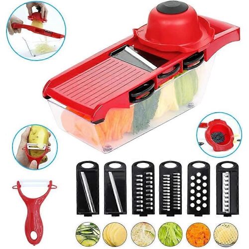 Coupe-Légumes Flottant 6 En 1, Coupe-Concombre, Mandoline, Râpe Avec Récipient Et Éplucheur Pour Salade