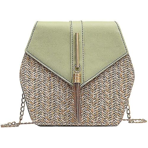 2025 - Sac bandoulière en paille pour femme, sac à bandoulière rond tissé, fourre-tout d'été pour la plage, sac à main