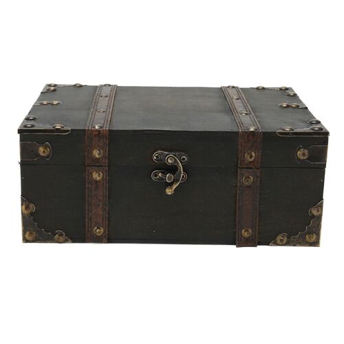 Boîte à bijoux vintage en bois, élégante boîte de rangement pour colliers, conteneur décoratif, noir