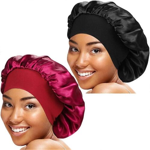 2025 - 2 bonnets de nuit en satin à large bande pour femme