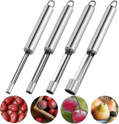 Lot De 4 Vide-Pomme En Acier Inoxydable, 4 Types Différents De Vide-Pomme, Vide-Pomme, Vide-Pomme, Pour La Maison (Argent) [X]