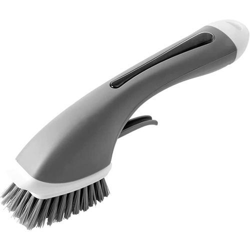 2025 - Brosse à vaisselle, brosse avec récipient pour liquide vaisselle, brosse de cuisine facile à nettoyer pour la vaisselle, évier de cuisine facile à nettoyer, bol (gris)